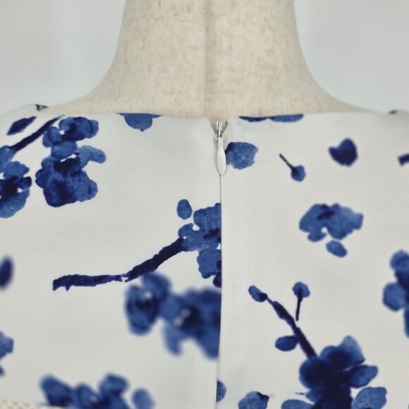 Ralph Lauren Royal Blue Floral Lace Trim Sheath Dress 3/4 Sleeves Womens Sz 16 - Picture 9 of 13